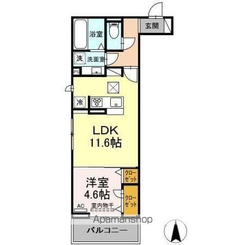 セレスティア助光 C棟(1LDK/1階)の間取り写真