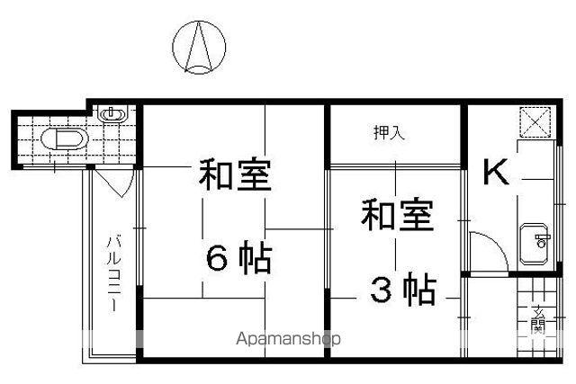 第三洛南荘(2K/2階)の間取り写真