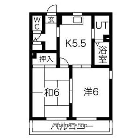ヒルサイド天王(2DK/2階)の間取り写真