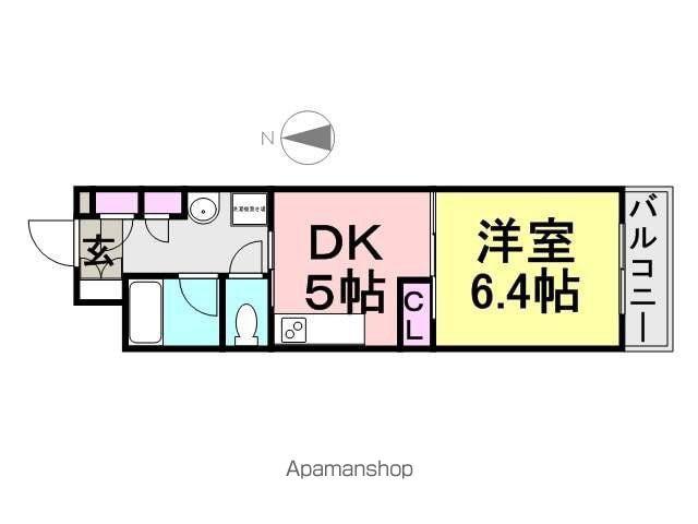 グランドゥール東園田(1DK/2階)の間取り写真