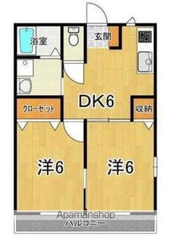 グリーンハイム(2DK/2階)の間取り写真