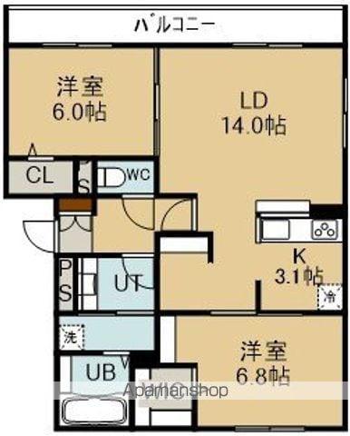PRISM青柳町(2LDK/1階)の間取り写真
