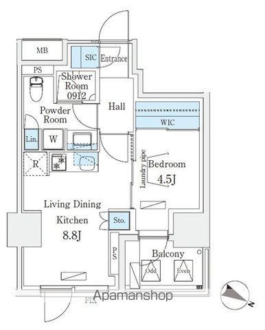 URBAN BREEZE 恵比寿(1LDK/8階)の間取り写真