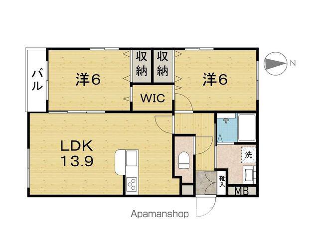 サンヒルズ(2LDK/2階)の間取り写真