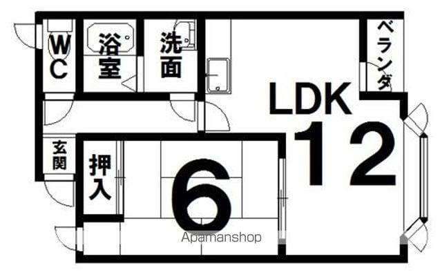 カルム2(1LDK/2階)の間取り写真