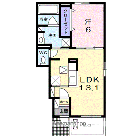 エーリ・フノマージュ(1LDK/1階)の間取り写真