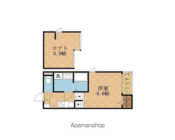 ハーモニーテラス高殿(1K/1階)の間取り写真