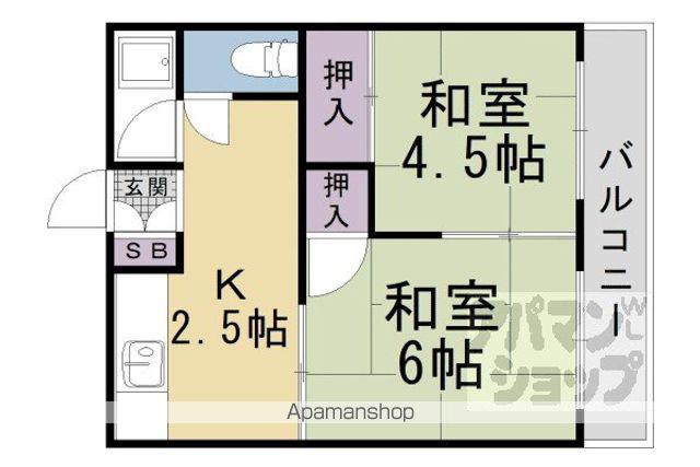 原田ハイツ(2K/2階)の間取り写真
