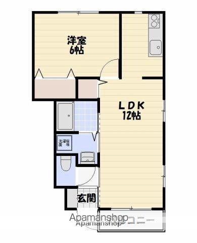 エルメゾン桜ヶ丘(1LDK/1階)の間取り写真