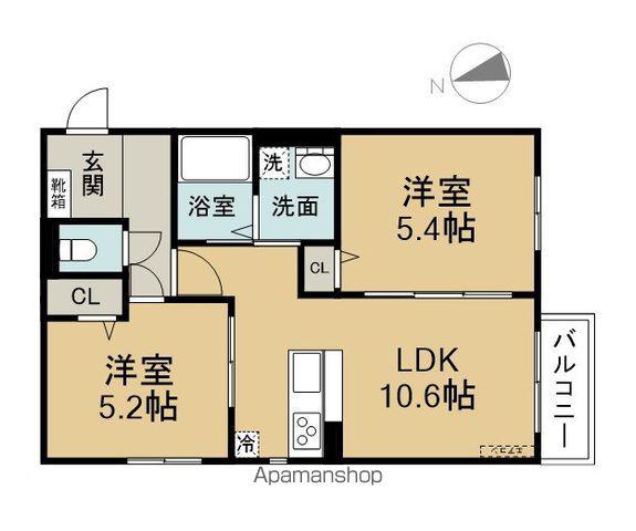 ベル・セゾン金池南(2LDK/1階)の間取り写真