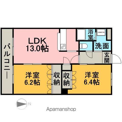 グランディール(2LDK/1階)の間取り写真