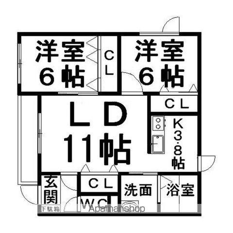 アーバンパレス無加川(2LDK/2階)の間取り写真