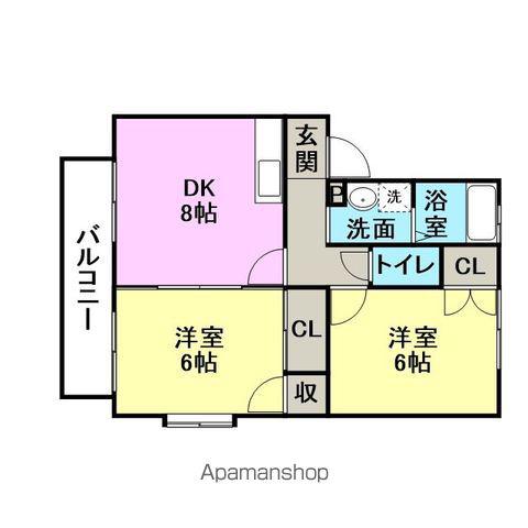 柿ノ木ハイツ(2DK/2階)の間取り写真