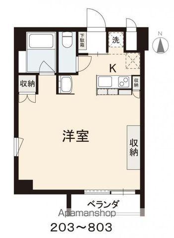 コリドールベイ(1K/4階)の間取り写真