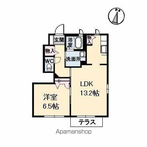 ヴィラシーン神辺 B棟(1LDK/1階)の間取り写真