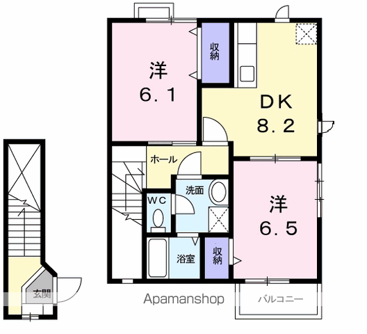 レジデンス 24 B棟(2DK/2階)の間取り写真
