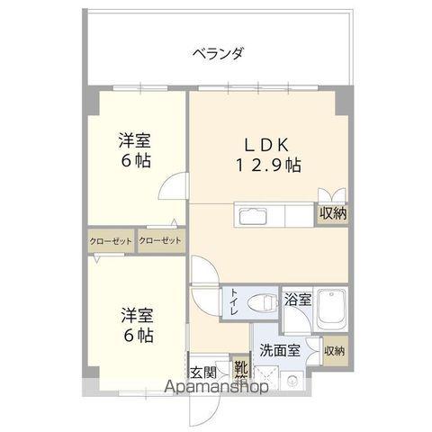 サンビセンテ佐真下(2LDK/2階)の間取り写真