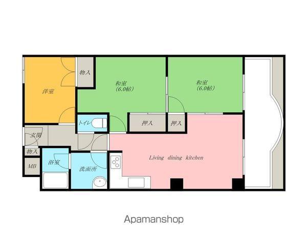 フィアテル岸和田(3LDK/4階)の間取り写真