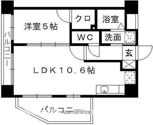 ウエル水前寺公園(1LDK/9階)の間取り写真
