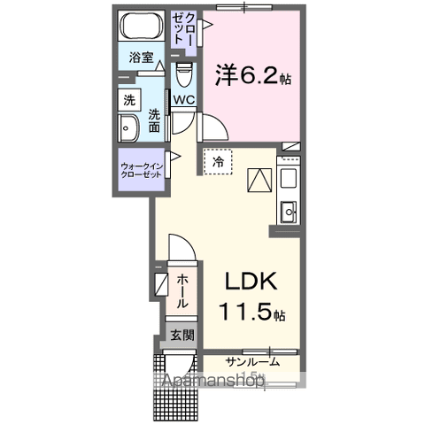 メゾンソレイユⅤ(1LDK/1階)の間取り写真