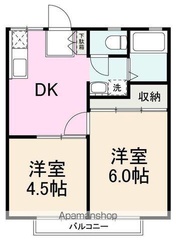 ユーハイツA・B棟(2DK/1階)の間取り写真