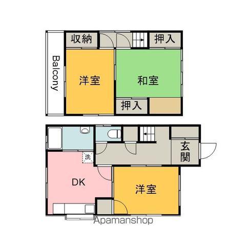 アストラムライン 安東駅 徒歩7分 2階建 築53年(3DK)の間取り写真