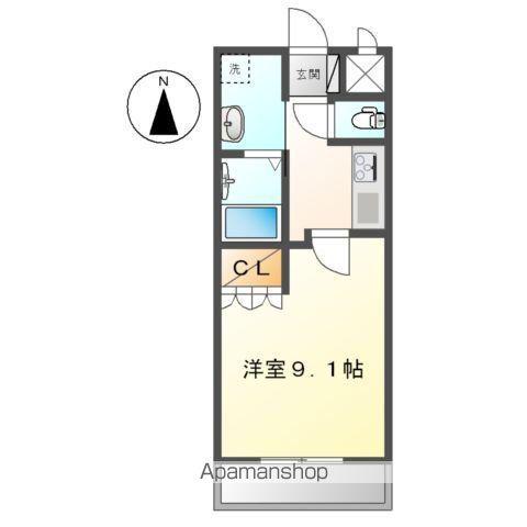 グラード(1K/2階)の間取り写真