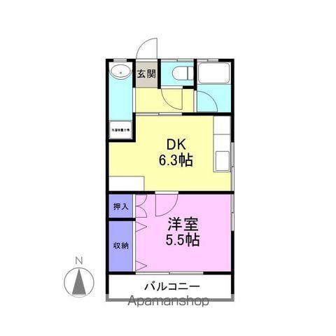木内アパート(1DK/3階)の間取り写真