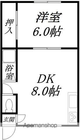 グランディール昭和(1DK/2階)の間取り写真