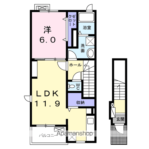 グレイス コートⅢ(1LDK/2階)の間取り写真