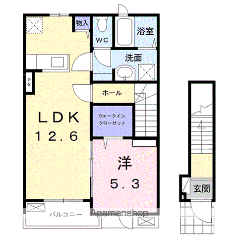 リュニック唯1(1LDK/2階)の間取り写真