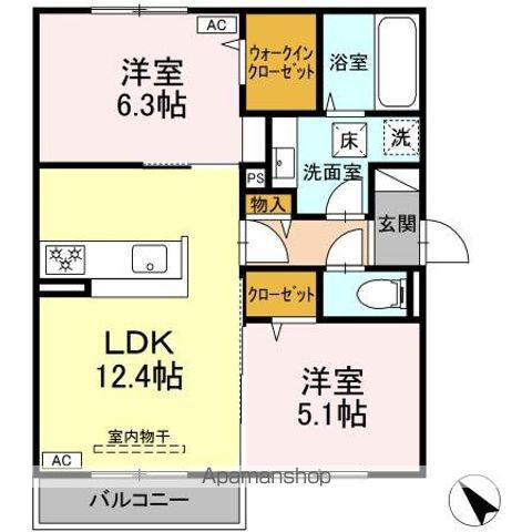 パーチェ駅南(2LDK/2階)の間取り写真