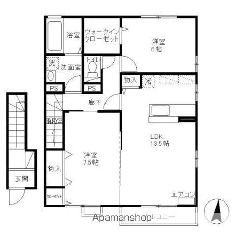 グランモアみなみA棟(2LDK/2階)の間取り写真