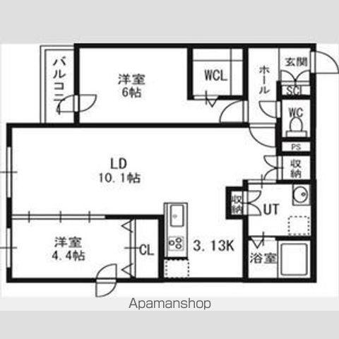 アルファスクエア北12西3(2LDK/8階)の間取り写真