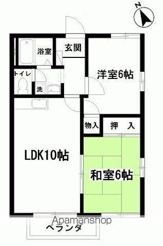 フレグランス(2LDK/2階)の間取り写真