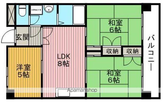 第2ユーロハイツ東豊中(3DK/2階)の間取り写真