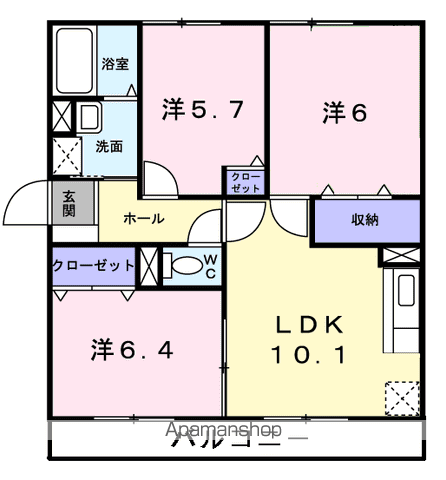 グランジュールKOEI(3LDK/3階)の間取り写真