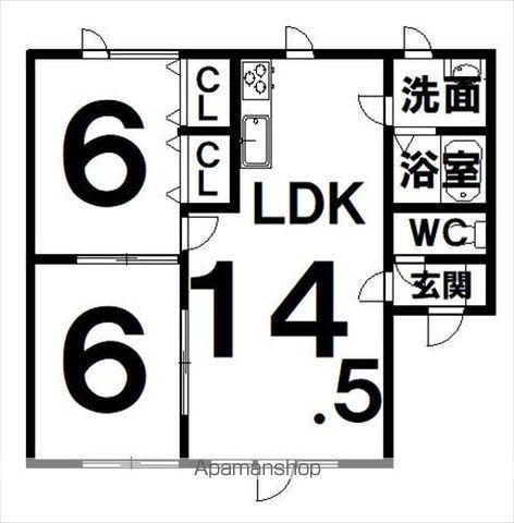 おぐらハイツⅡ(2LDK/2階)の間取り写真