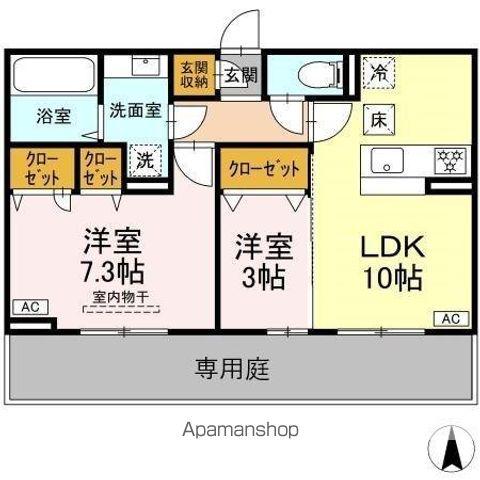 トリシア野多目I(2LDK/1階)の間取り写真