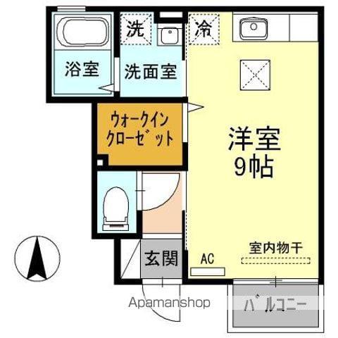 フロース(ワンルーム/1階)の間取り写真