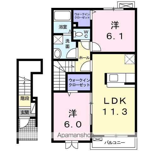 ラ・クリザンテ(2LDK/2階)の間取り写真