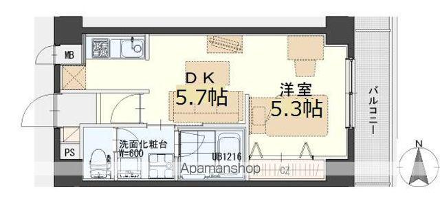 しゃとれ小松島(1DK/5階)の間取り写真