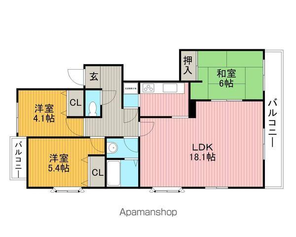 リブレ刀根山(3LDK/3階)の間取り写真