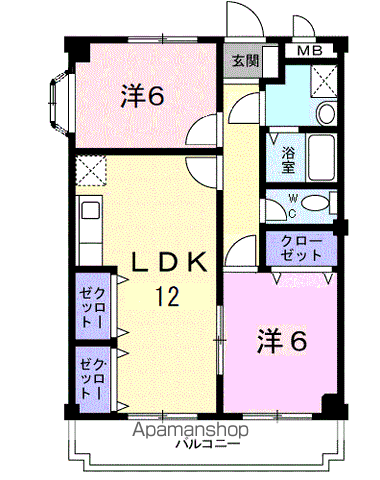 ニューマリッチ石川壱番館(2LDK/4階)の間取り写真