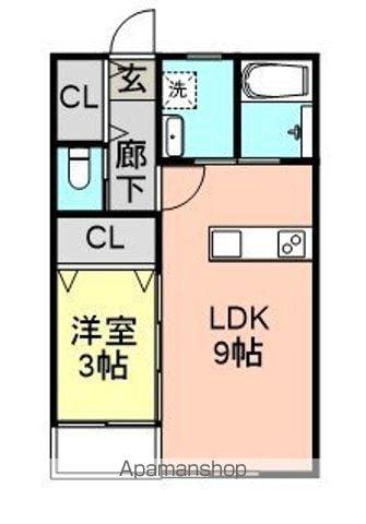 ステラ新八代(1LDK/2階)の間取り写真