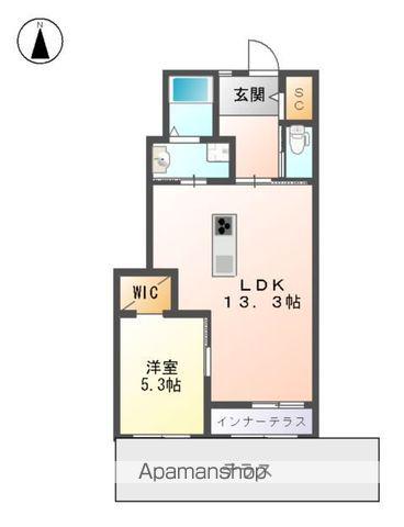 ブルースカイ(1LDK/1階)の間取り写真