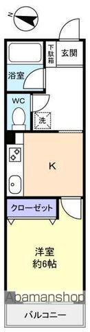 ハーマニービルB棟(1K/2階)の間取り写真