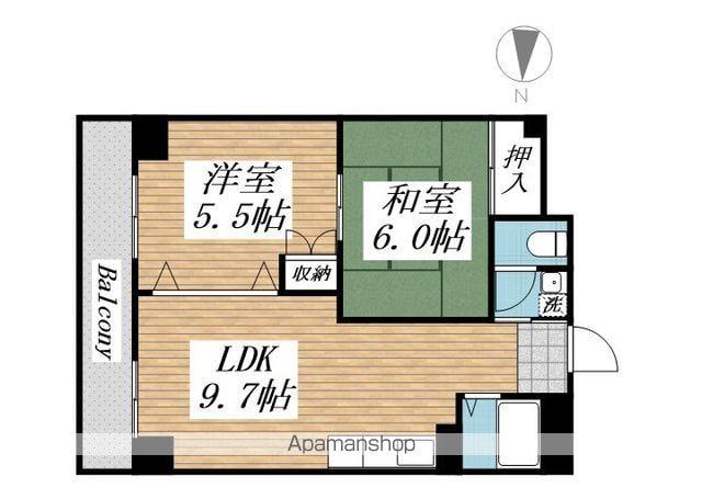 プリンセス片野Ⅱ(2LDK/5階)の間取り写真