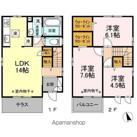 南武線 谷保駅 徒歩4分 2階建 築10年(3LDK)の間取り写真