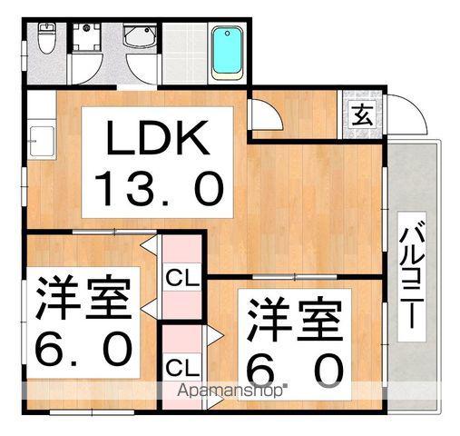 リヴ・ミラージュ(2LDK/2階)の間取り写真